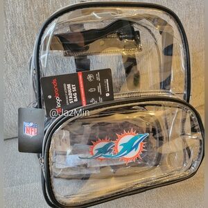 NWT NFL Miami Dolphins clear mini backpack & fanny pack set